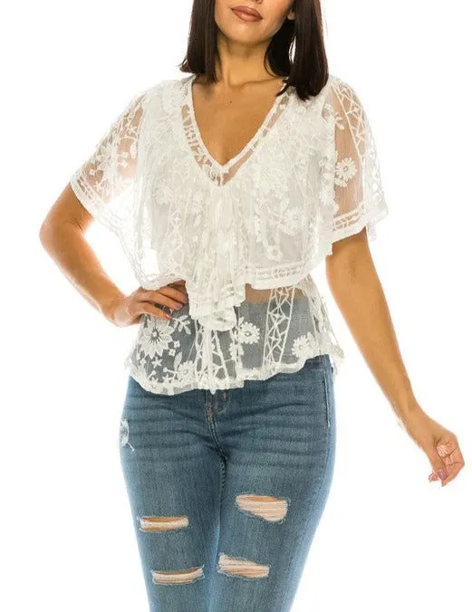 Lace White Top