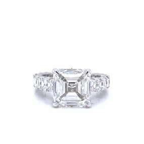 Lizbeth 9 Carat Asscher Cut Lab Grown Diamond Engagement Ring.Eternity Band.  IGI Certified