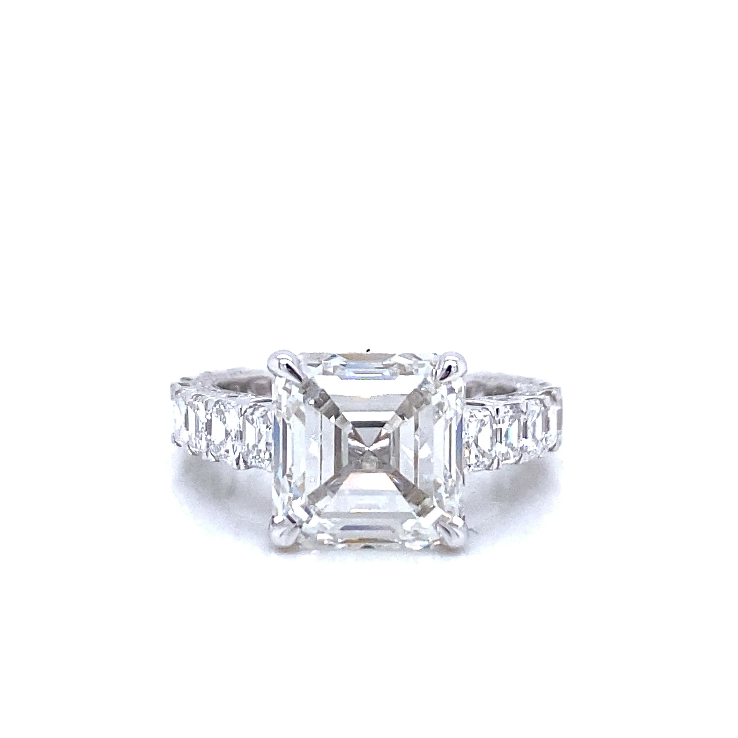 Lizbeth 9 Carat Asscher Cut Lab Grown Diamond Engagement Ring.Eternity Band.  IGI Certified