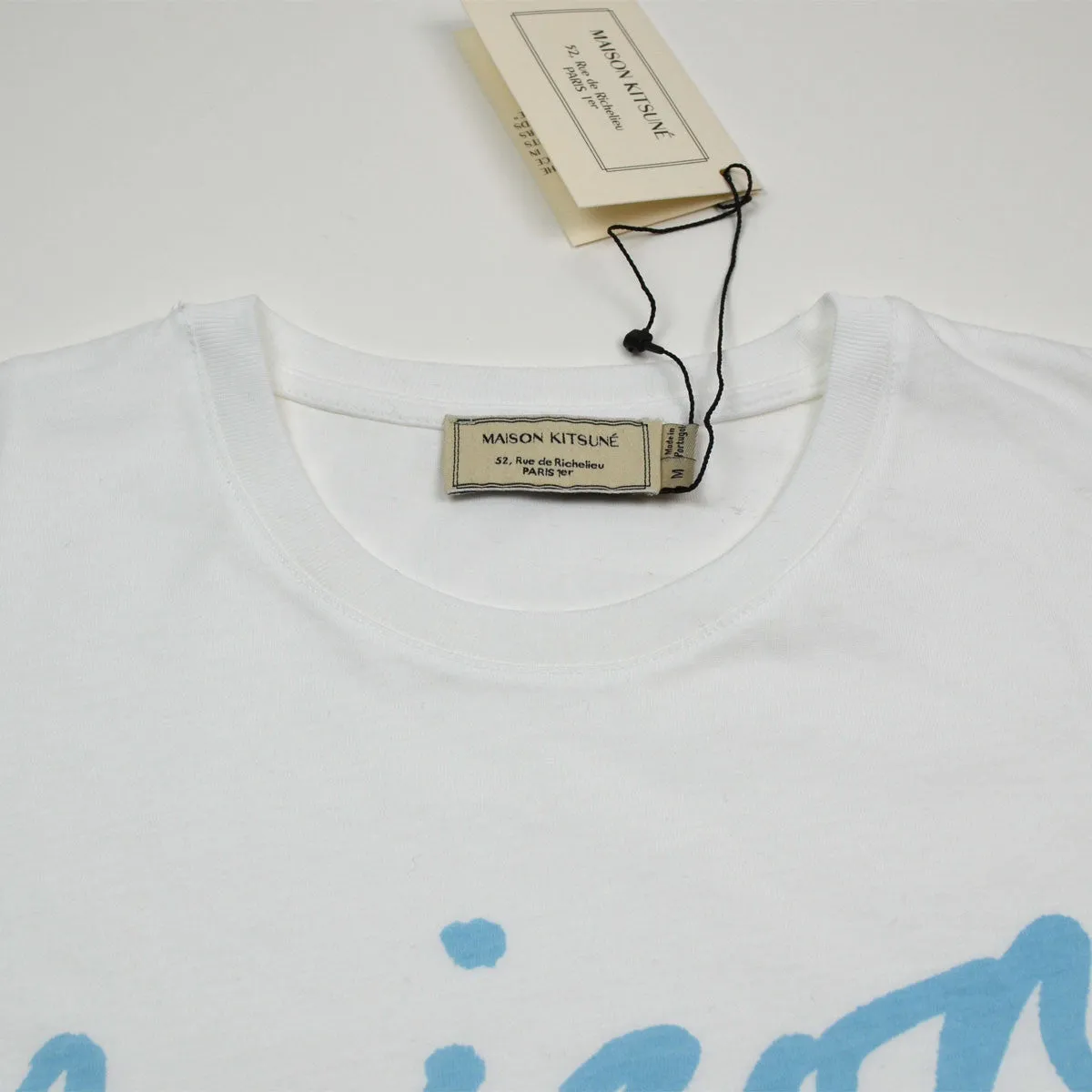 Maison Kitsuné - Handwriting Printed T-shirt - White / Blue