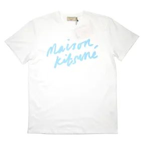 Maison Kitsuné - Handwriting Printed T-shirt - White / Blue