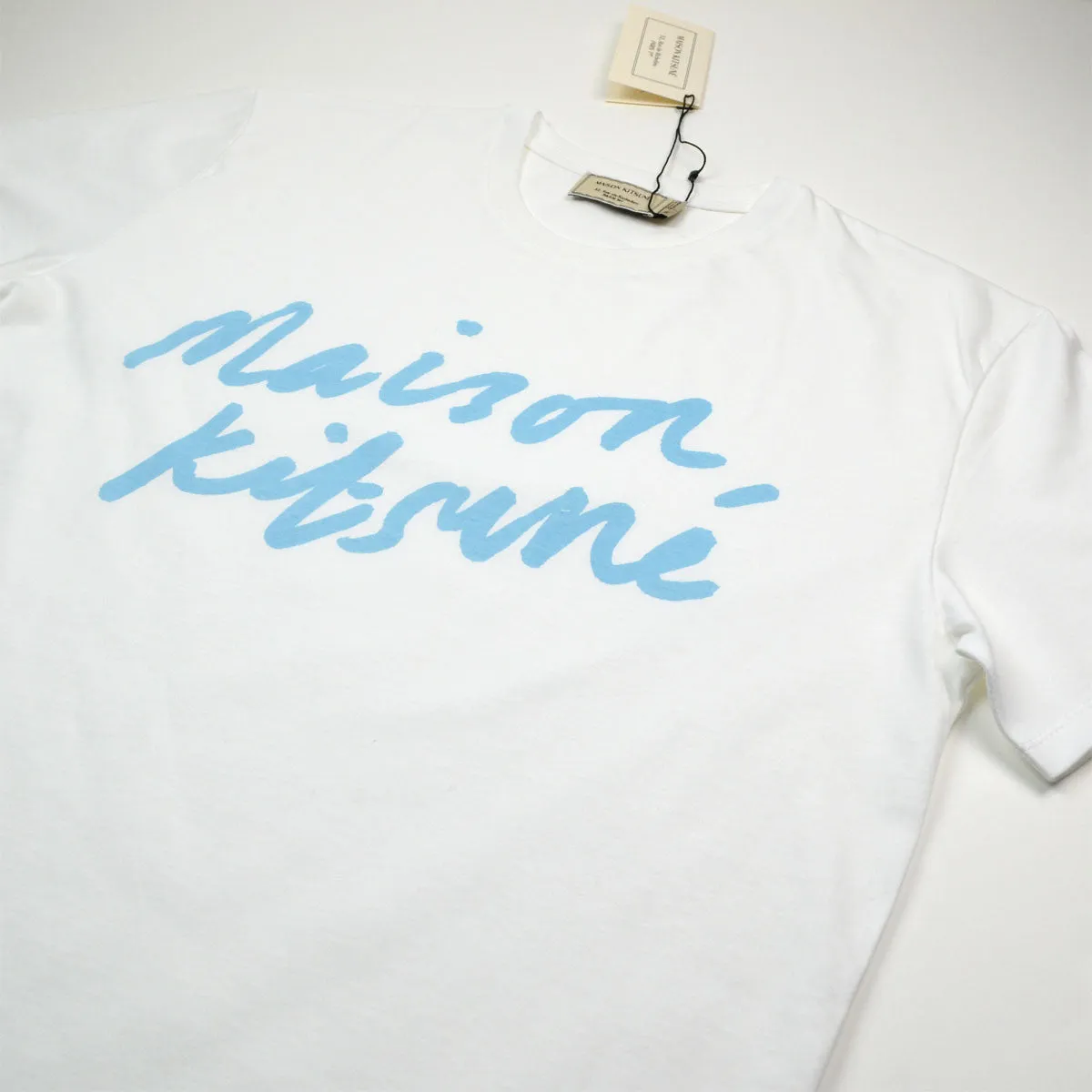 Maison Kitsuné - Handwriting Printed T-shirt - White / Blue