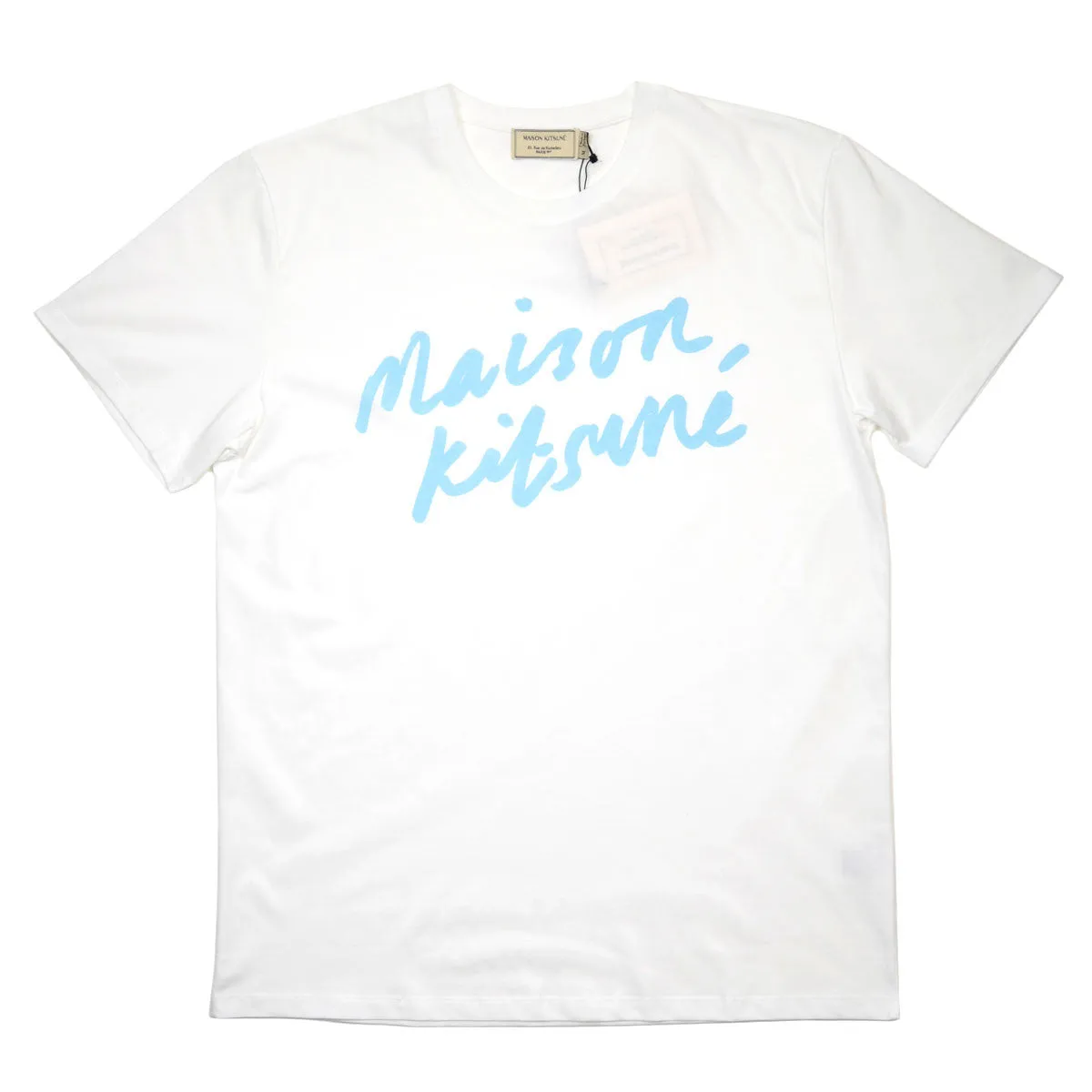 Maison Kitsuné - Handwriting Printed T-shirt - White / Blue