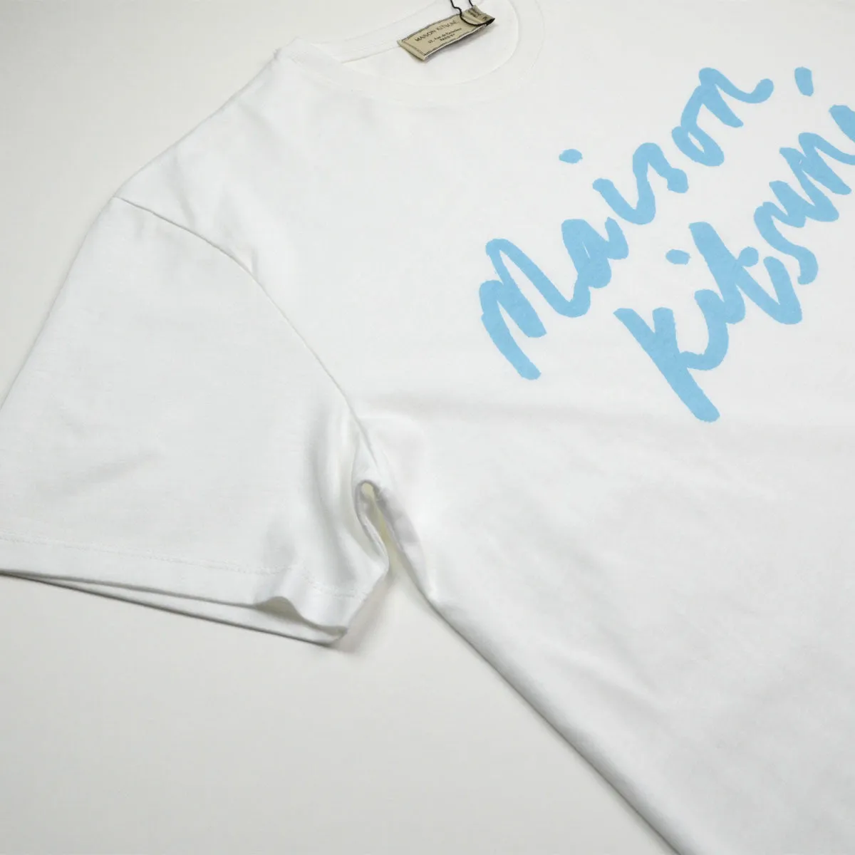 Maison Kitsuné - Handwriting Printed T-shirt - White / Blue