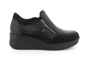 Melluso donna scarpe con zip pelle nera