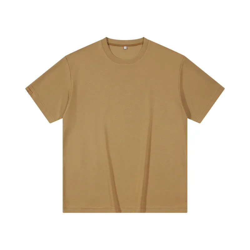 Men's casual twill short-sleeved solid color cotton t-shirt