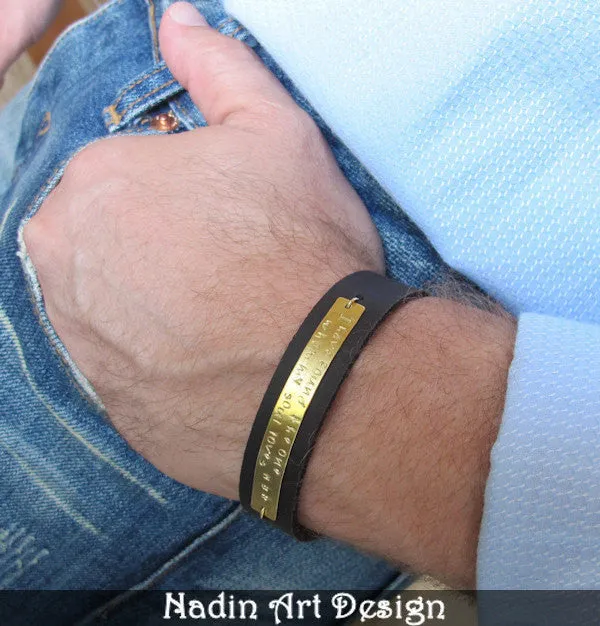 Men's Leather Bracelet - Personalized Gift for Him