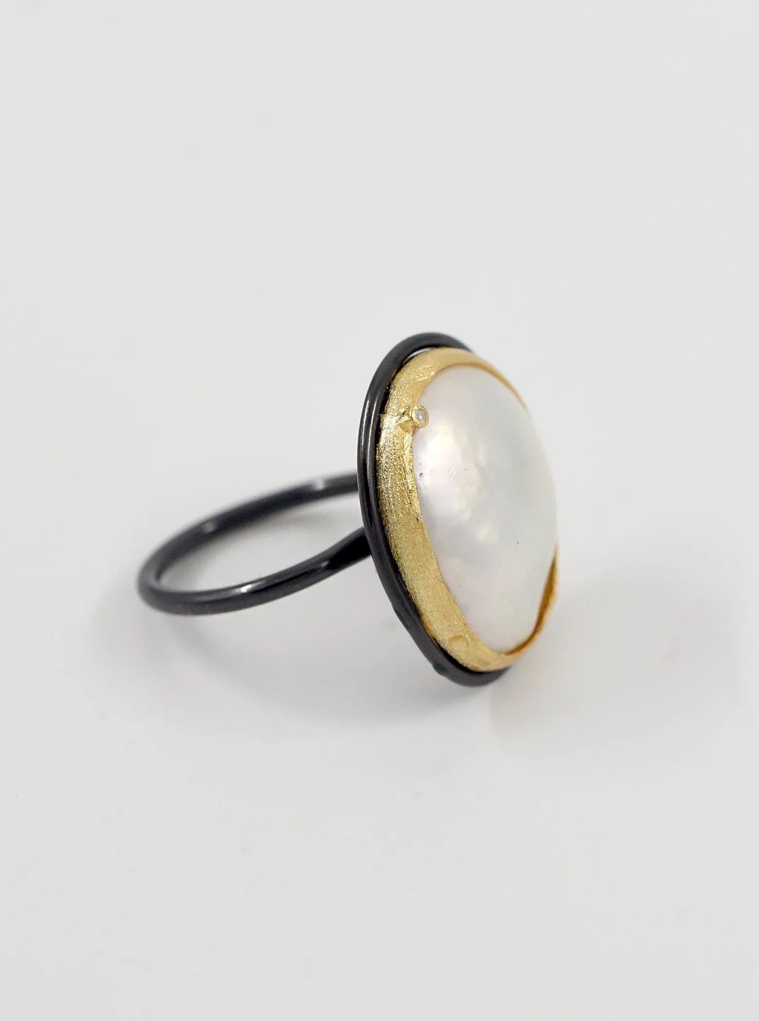 Mother of Pearl Ring with Diamond