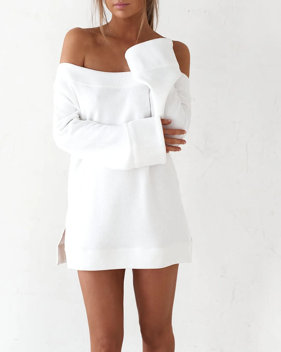 Off The Shoulder Mini Dress - White