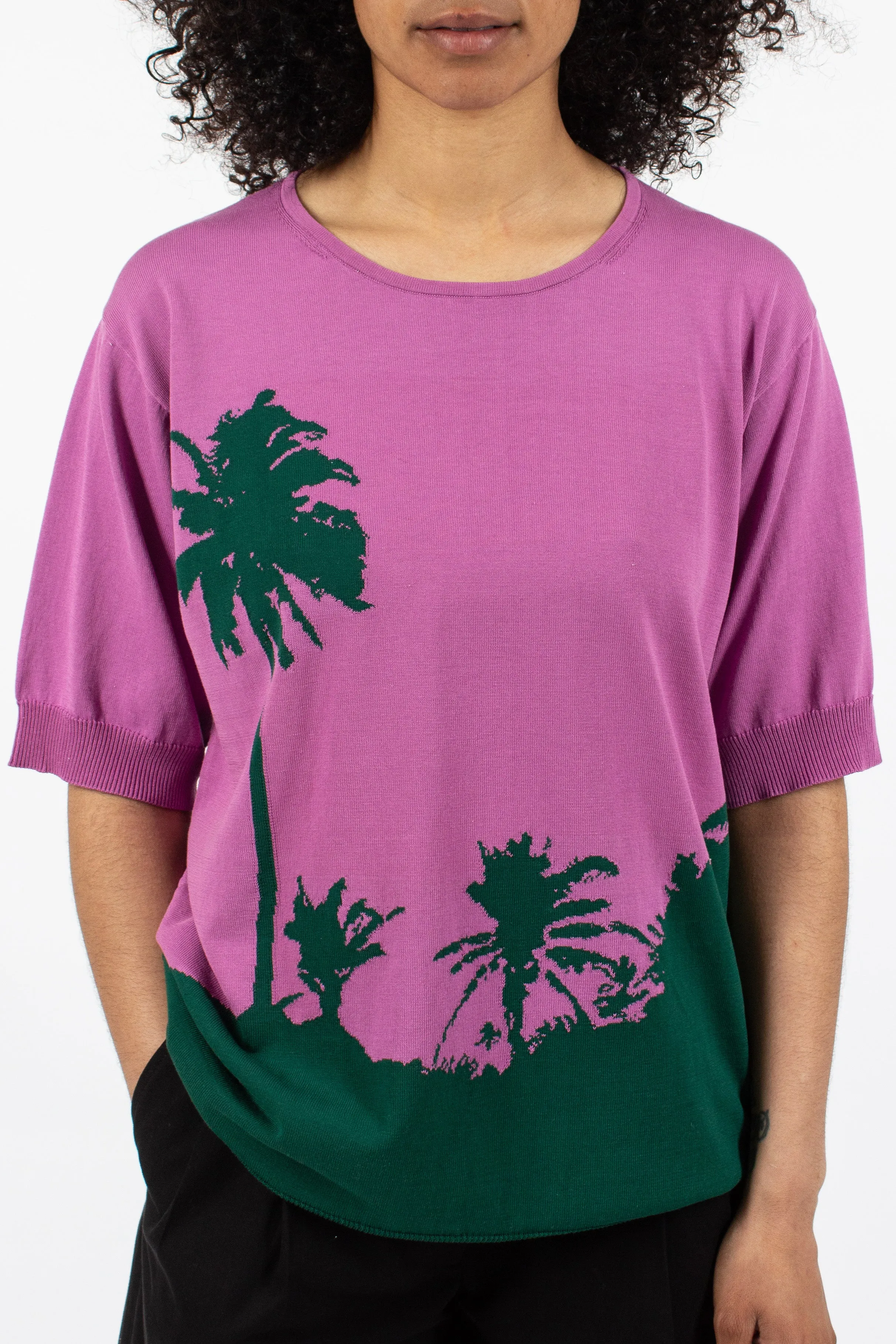 Palm S/S Sweater Pink