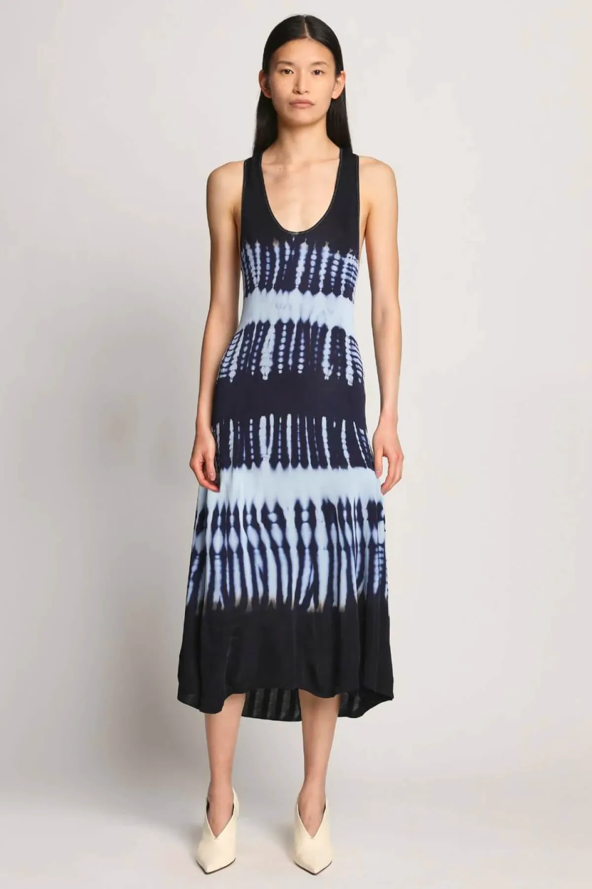 Proenza Schouler Viscose Knit Tie Dye Dress - Blue Multi