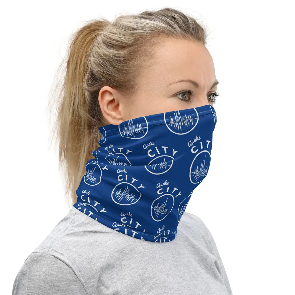 Quake City - Blue Step Repeat Neck Gaiter