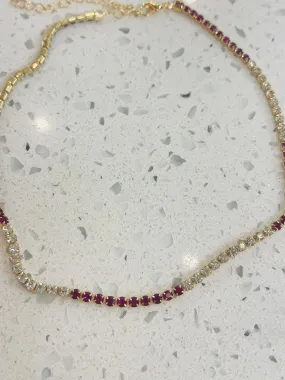 Red & White CZ Choker