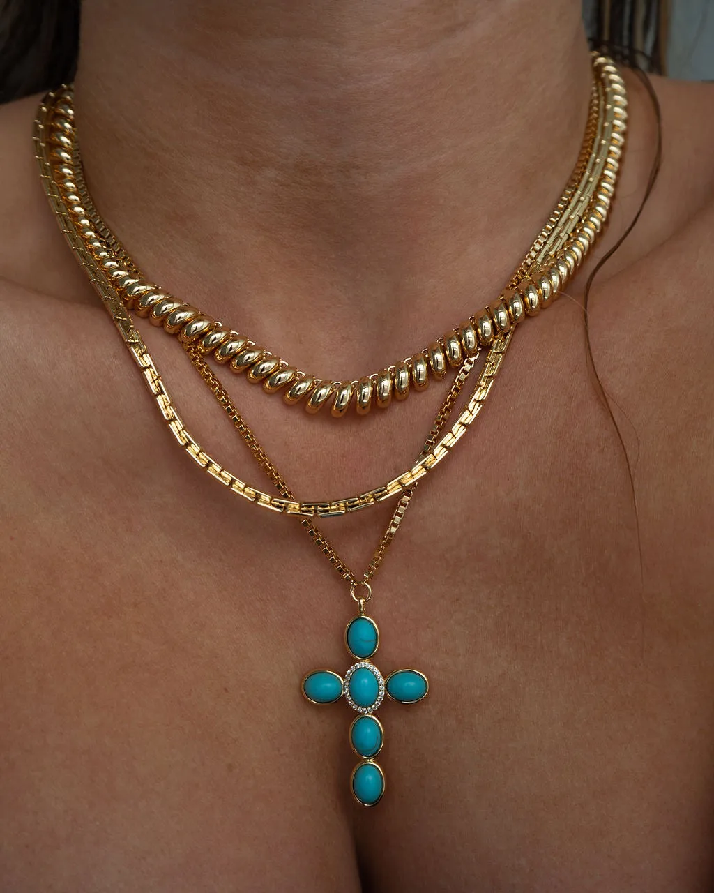 Ridged Marbella Necklace- Gold