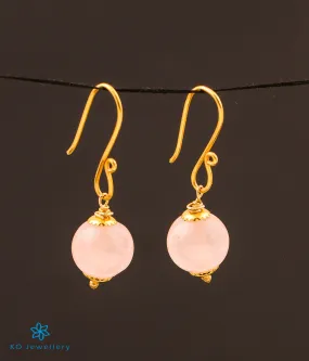 Rose Quartz Drop Earrings in 22 KT Gold