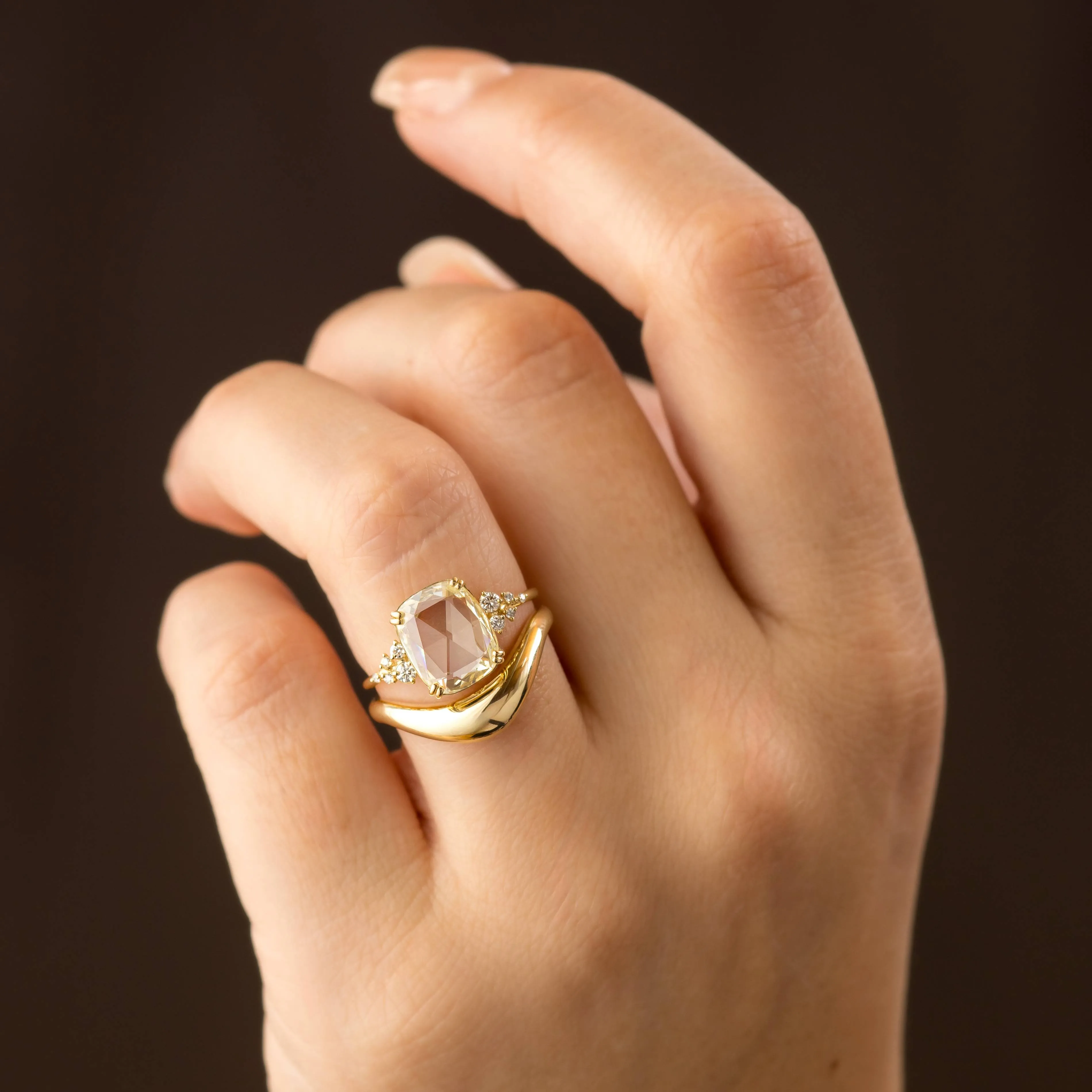 Snowdrift Ring, 2ct. Cushion Rose Cut - OOS