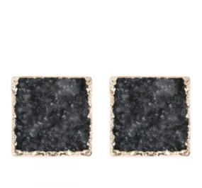 Square Druzy Stone Earring  Many Colors