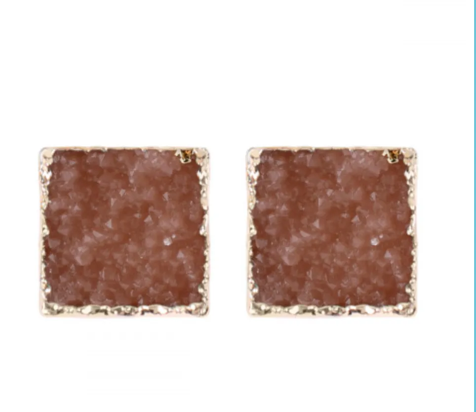 Square Druzy Stone Earring  Many Colors