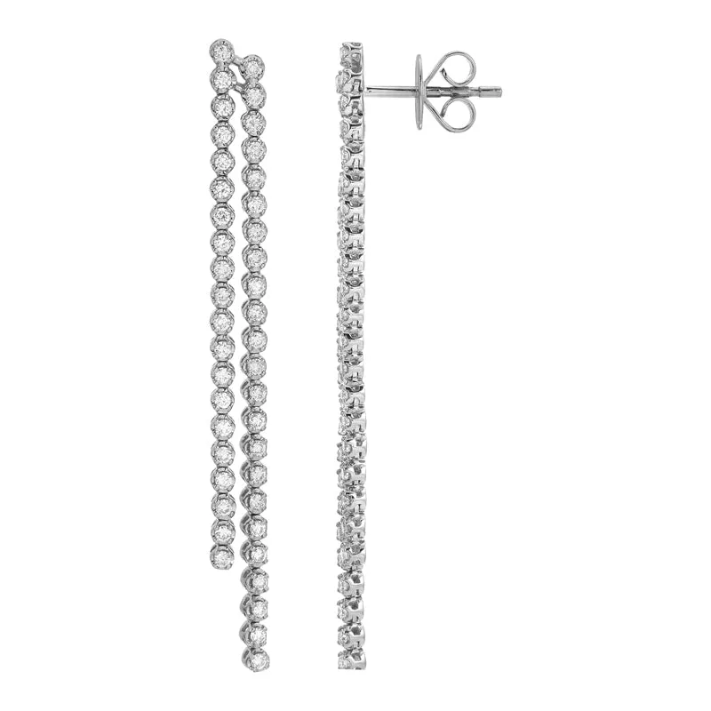 Straight Diamond Double Drop Earrings