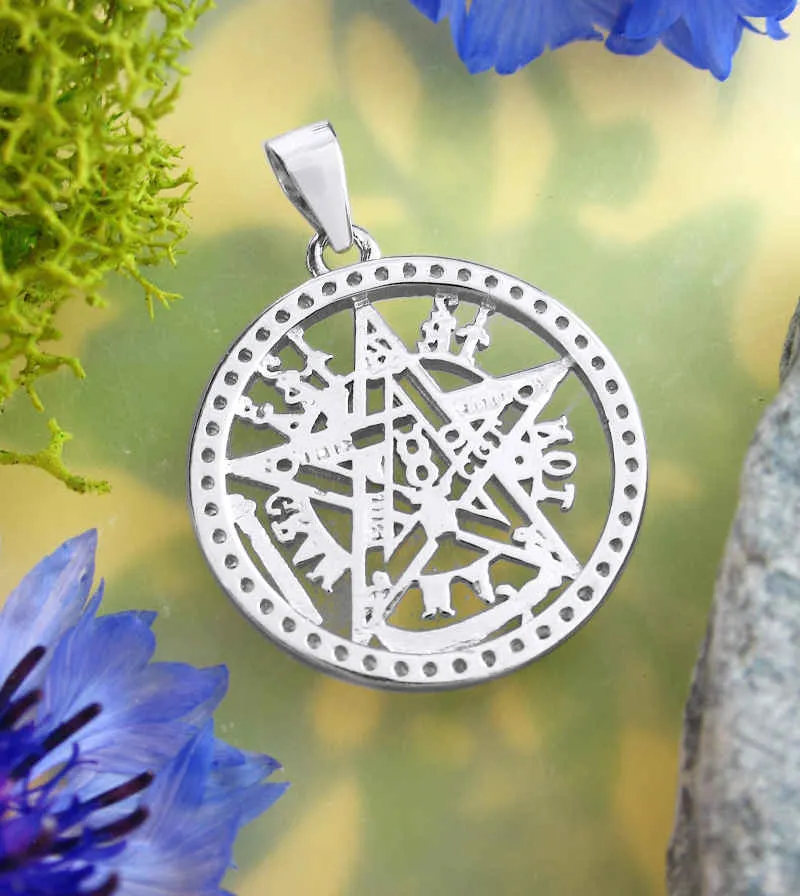 Tetragrammaton Pentacle Pendant With CZ Crystals