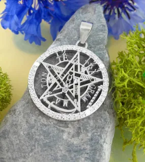 Tetragrammaton Pentacle Pendant With CZ Crystals