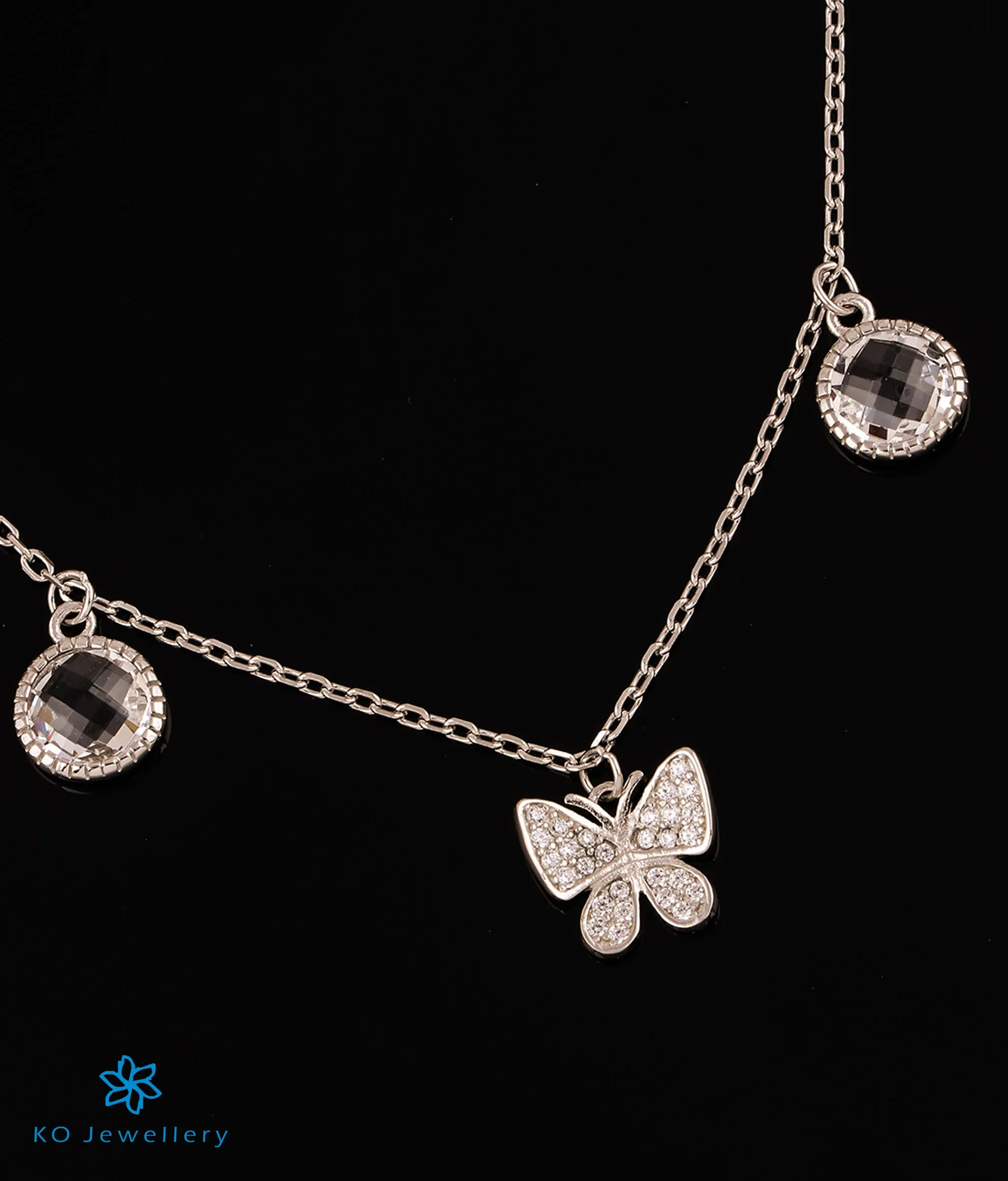 The Butterfly Charm Sparkle Silver Necklace & Earrings