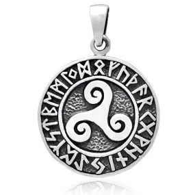 Triskele and Runes Necklace - Sterling Silver