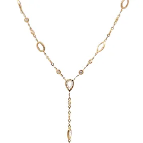 WD1201 14kt Yellow gold Diamond and moonstone lariat Necklace