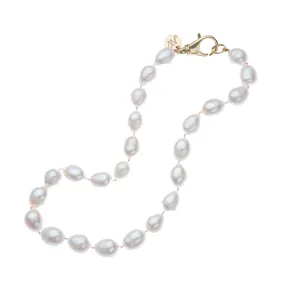 White Pearl Knotted Beaded Necklace